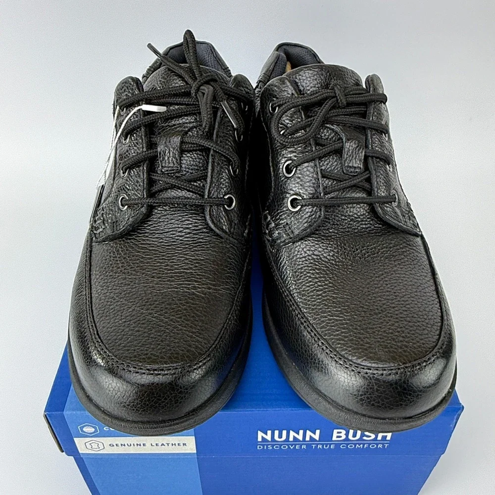 Nunn Bush Cam Oxford Dress Shoes Mens 11 M Black Tumbled Leather Comfort Gel NIB